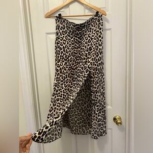 Size 10 Leopard/Cheetah Print MIDI Skirt with Side Slit from H&M